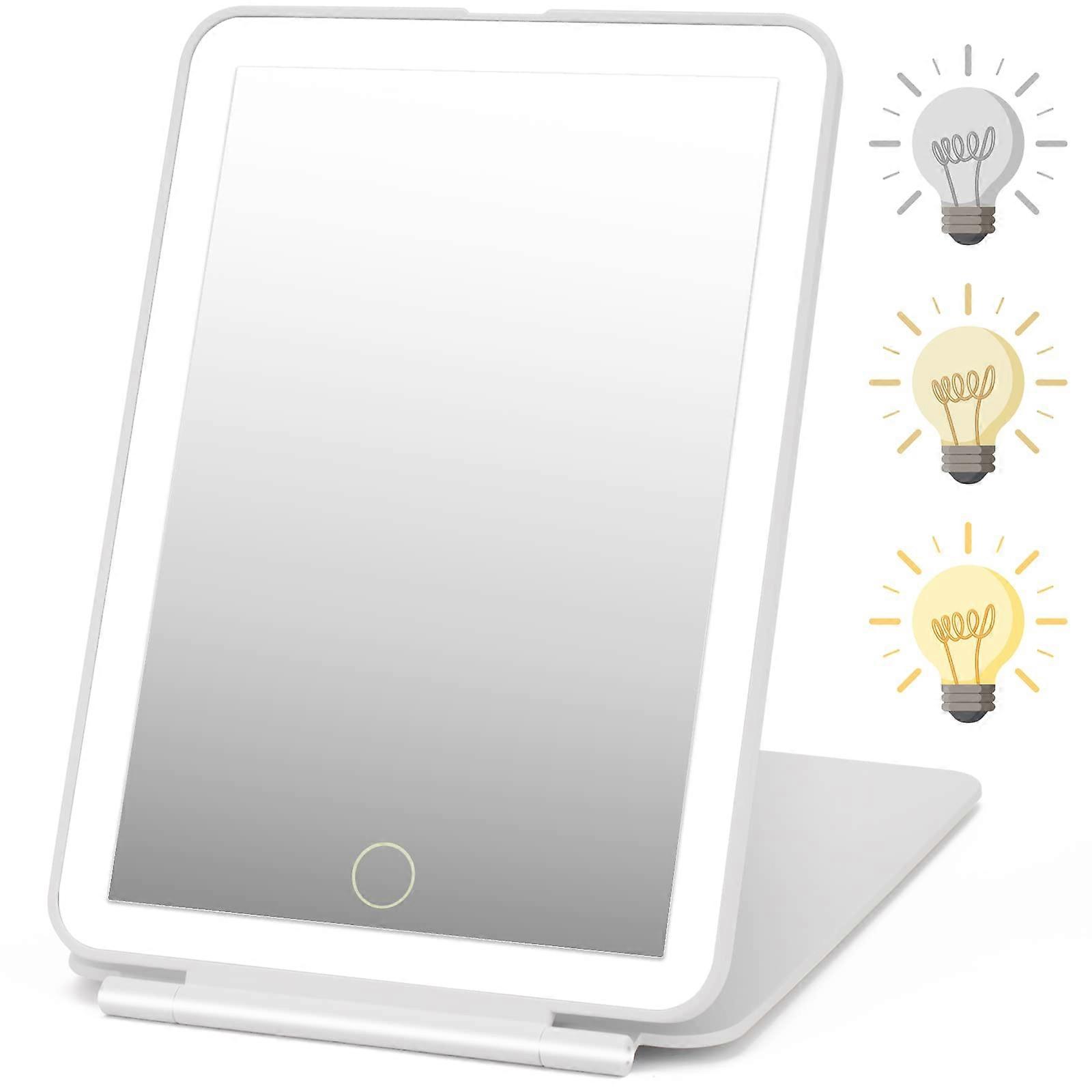 Rechargeable LED Lighted Compact Slim Vanity Makeup Mirror with 10x Magnification and Touch Sensor, Portable Travel Design