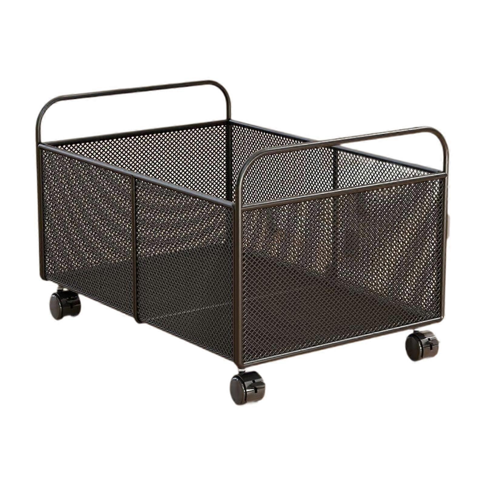 Iron Decorative Wire Basket, Rolling Wire Vegetable Fruit Rack with Wheels for