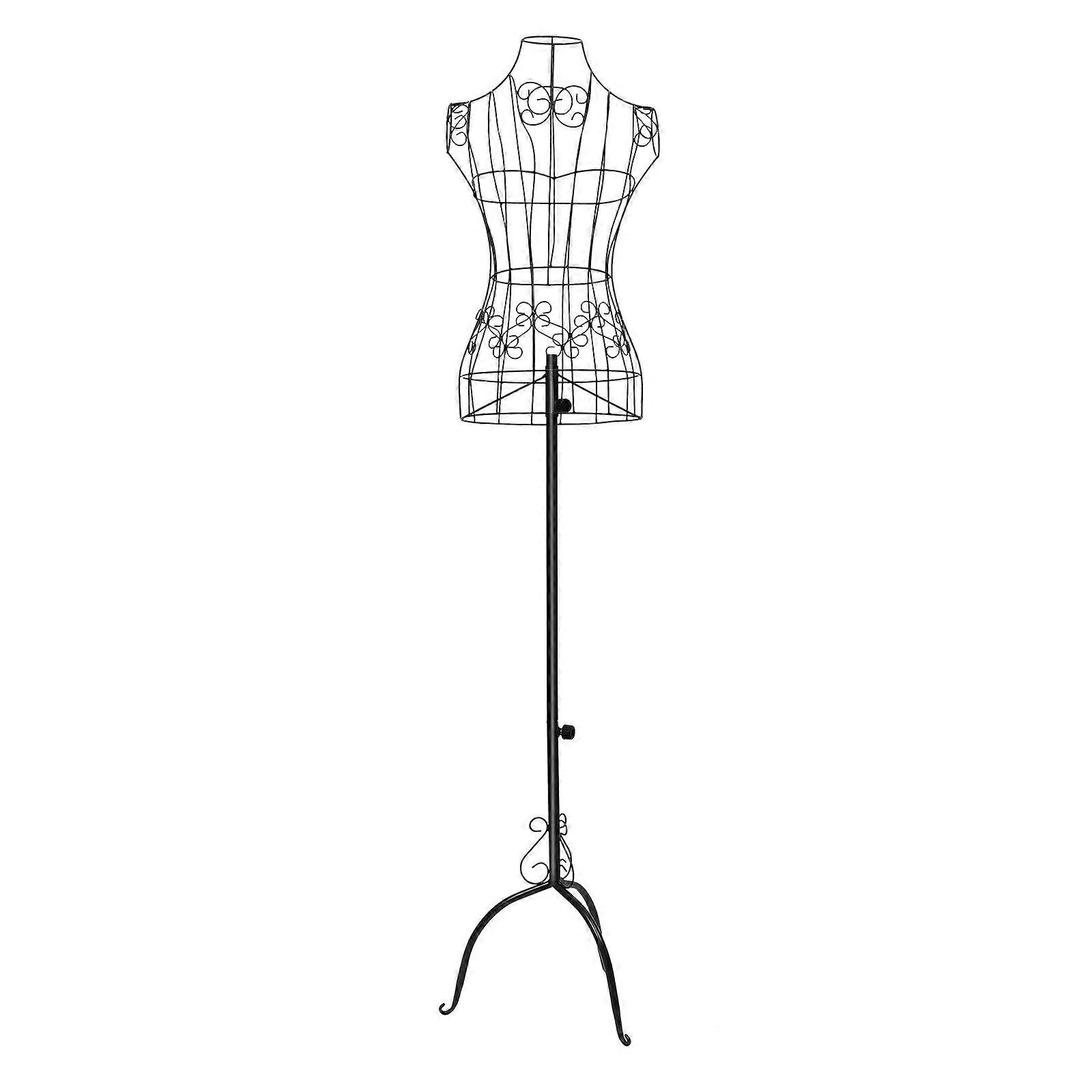 Golvstående skyltdocka klänning form justerbar metall halvlång modell med stativ