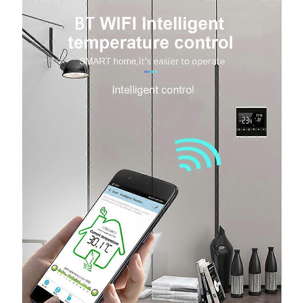 MEIH 85-250V Wi-Fi Smart Thermostat, Black/White, 85x16x85mm