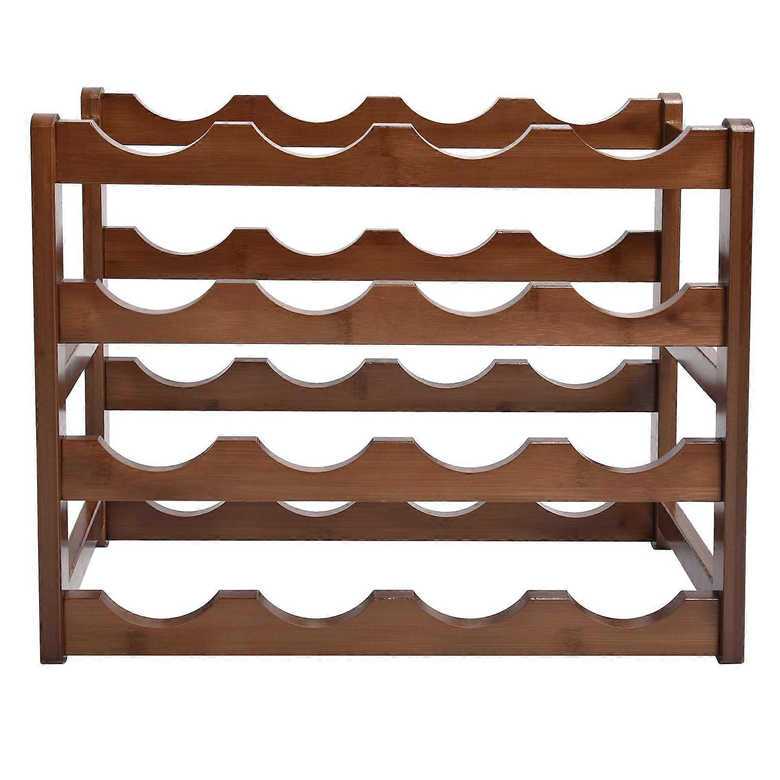 4 Tier Bamboo Wine Rack, Wine Bottle Storage Holder, Wine Shelf for Kitchen and Home