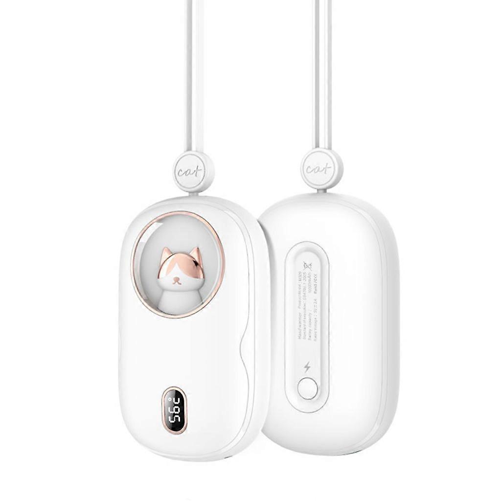 Mini Hand Warmer Handy Cartoon for Cat USB Rechargeable Electric Warmer  White