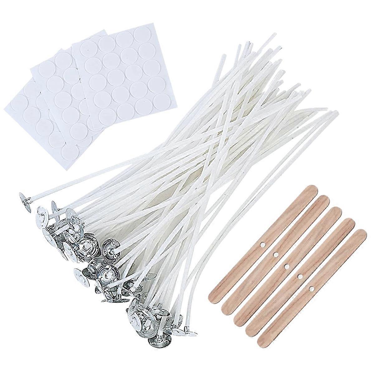10CM Bulk Candle Wicks 100Pcs with Candle Wick Stickers & Candle Wick