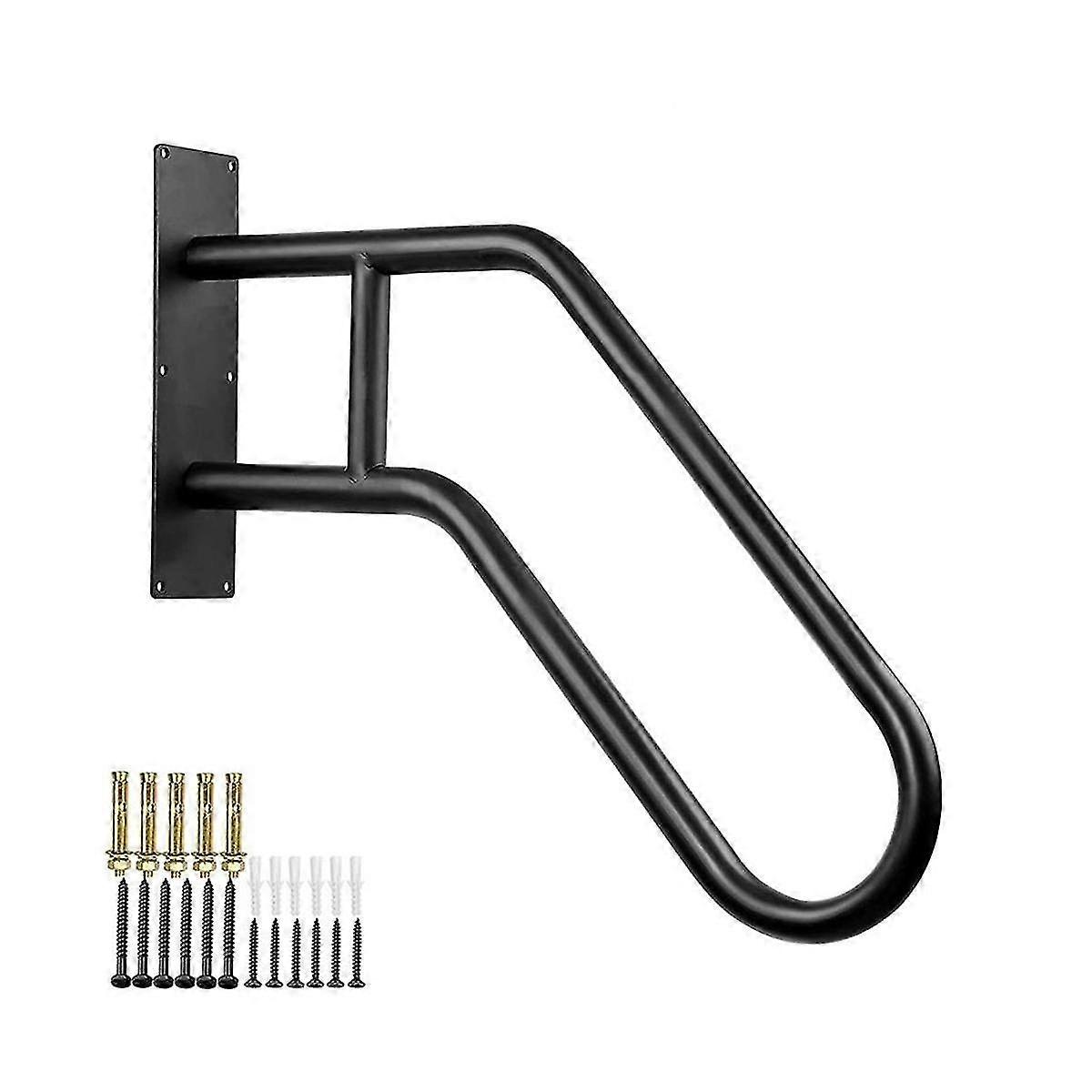 Secure Pipe Stair Handrails Staircase Handrails Iron for Wall Mount Stairs Indoors and Outdoor Blac