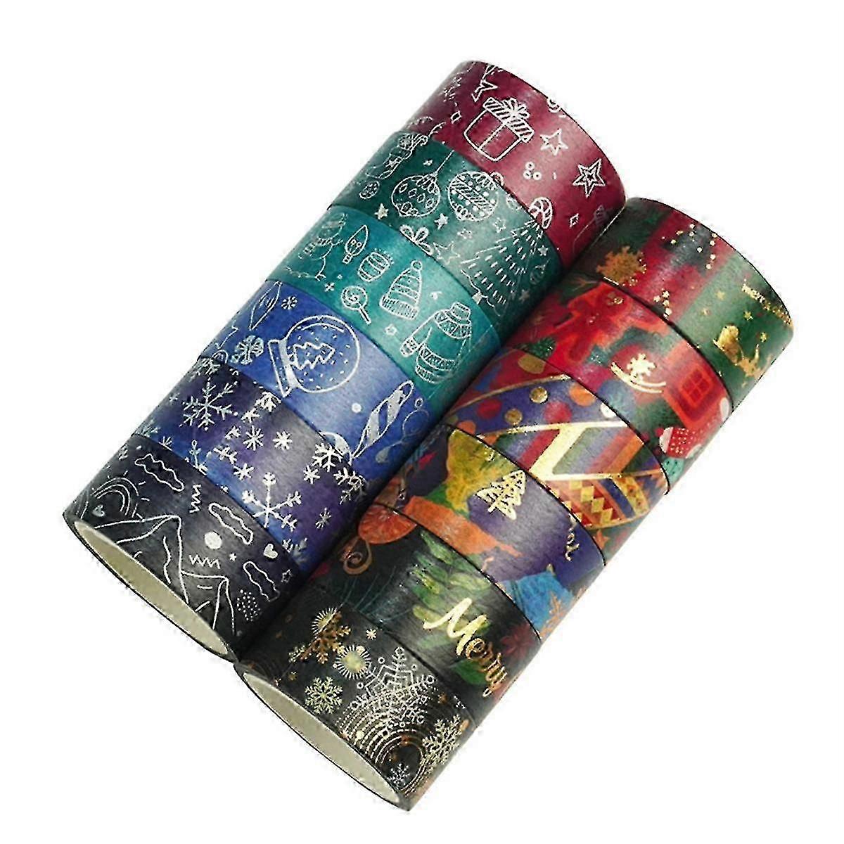Christmas Washi Tape Set 12 Rolls Winter Embellishment for Arts, DIY Crafts, Journals, Planners, Wrapping