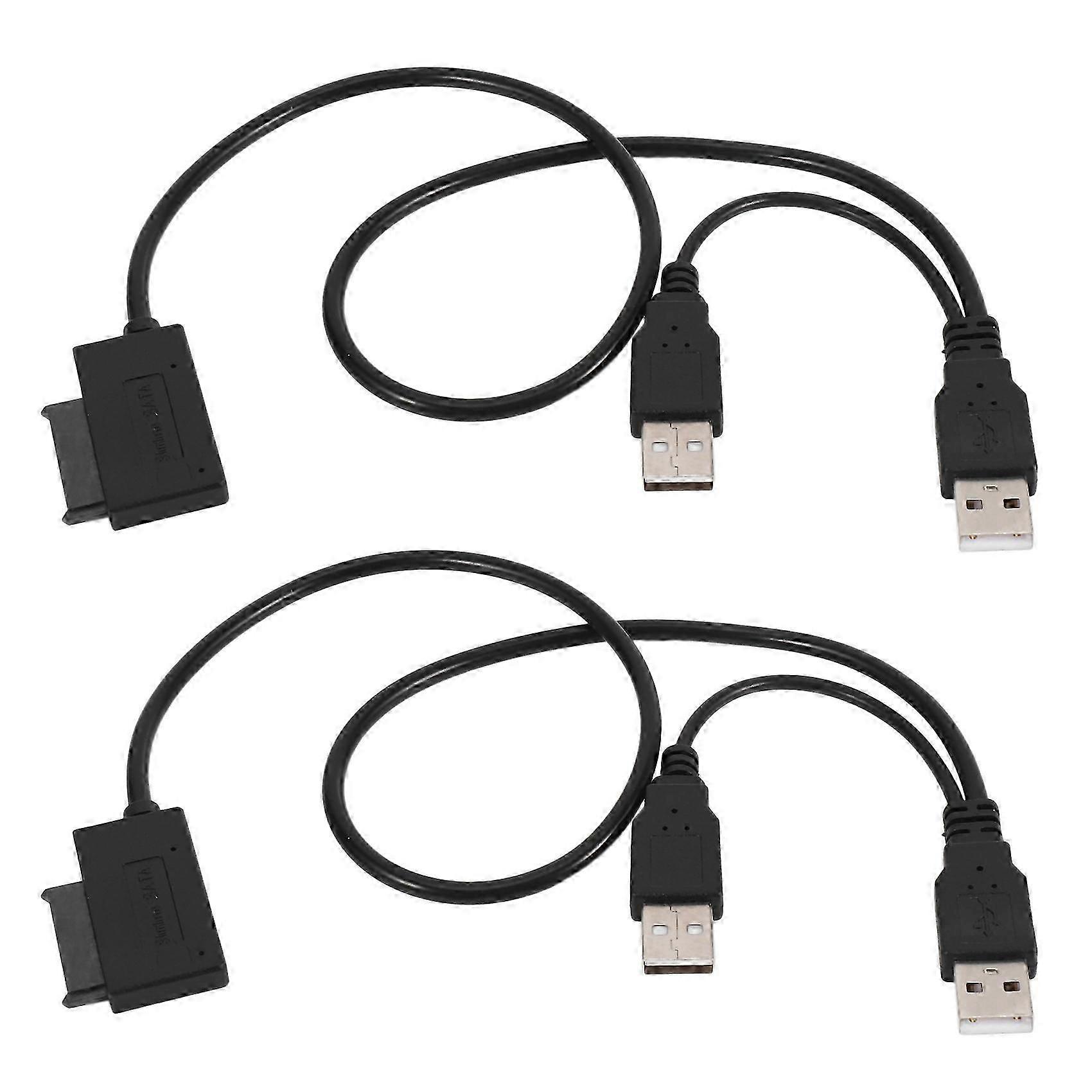 2X Slim SATA Cable USB 2.0 to 7+6 External Power for Laptop SATA Adapter Converter Support Window X