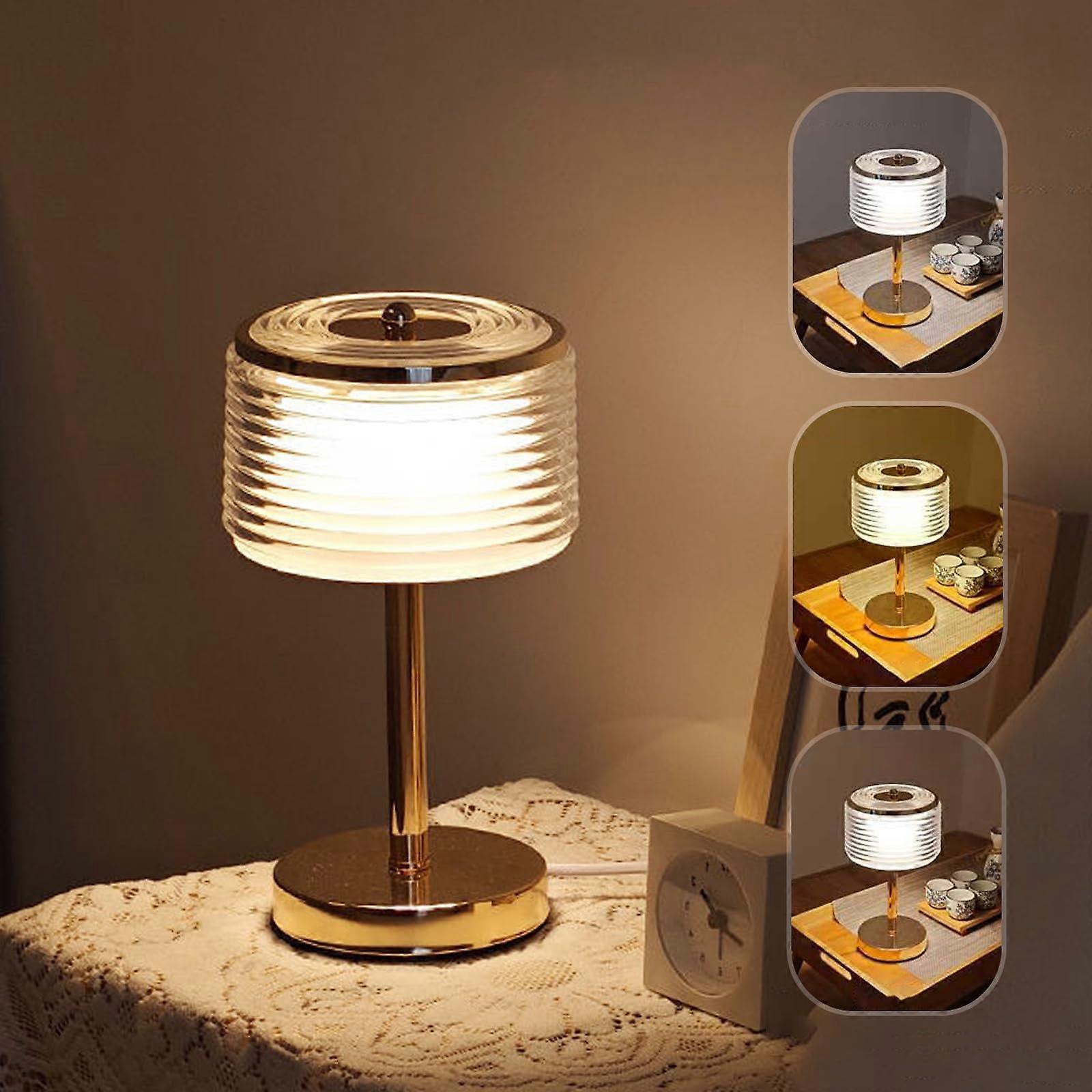 Crystal Lamp For Bedroom Crystal Table Lamp With 3 Color Temperature Acrylic And Gold Metal Bedside Lamp Gold Finish