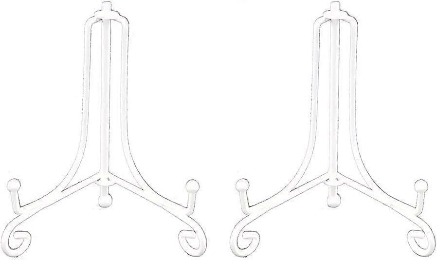 2 pcs  4 Inch White Iron Small Plate Stand Holder