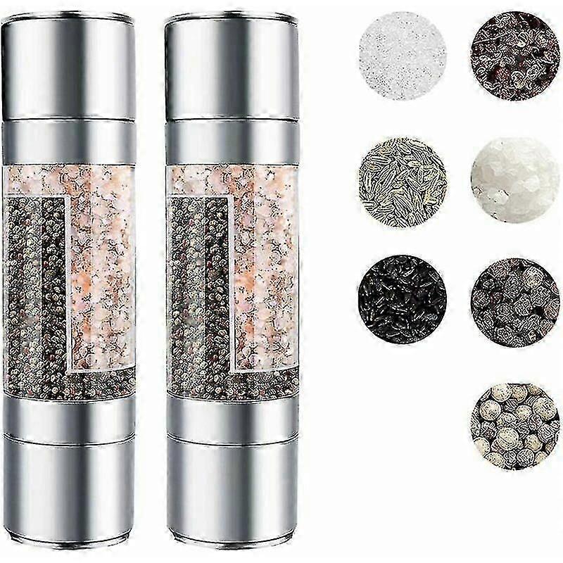 Pfeffermühle 2-in-1 manuelle Salzmühle einstellbare Korngröße gebürstet