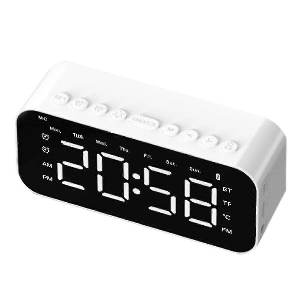 Digital Alarm Clock Mirror Wireless Bluetooth Alarm Clock White