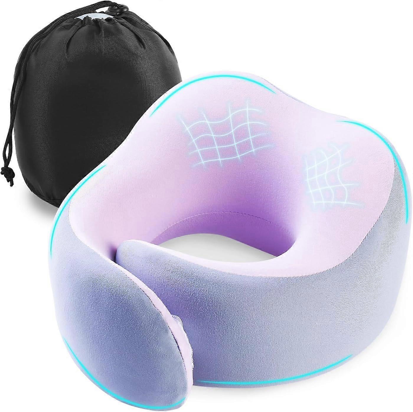 SQCLV Travel Pillow, 360 Wrapped Travel Neck Pillow, 100% Pure Memory Foam Neck Pillow, Airplane Neck Pillows, Perfect Support, Soft and Breathable Pi