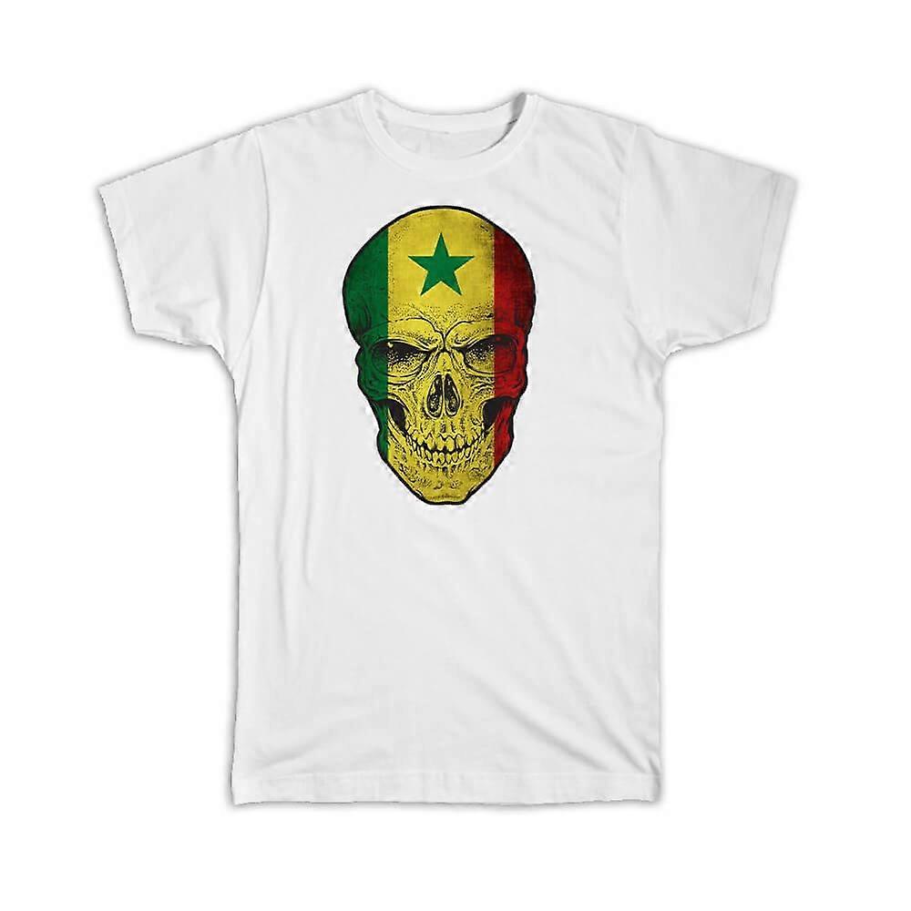 Gift T-Shirt: Senegal Flag Skull Senegalese