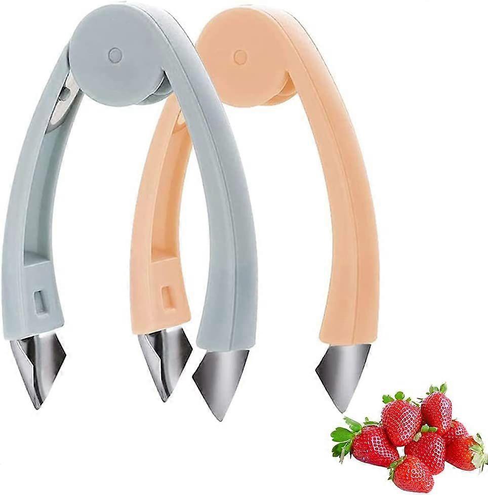 2 pcs Fruit Top Stem Picker Vegetable Corer Kitchen Tools (Orange & Blue)(H-4)