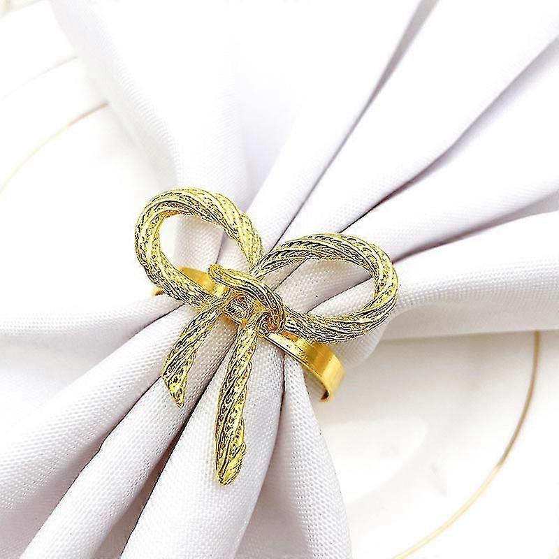 6pcs Or Nœud papillon Serviette Bague Serviette Bague Serviette Boucle