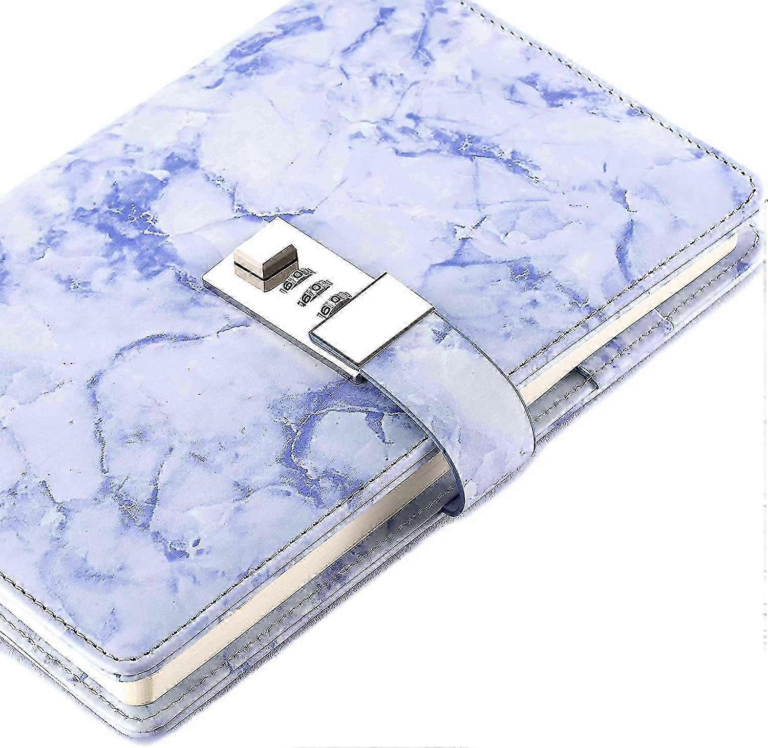 Marble Pattern Leather Journal, Waterproof and Secure Lock Diary