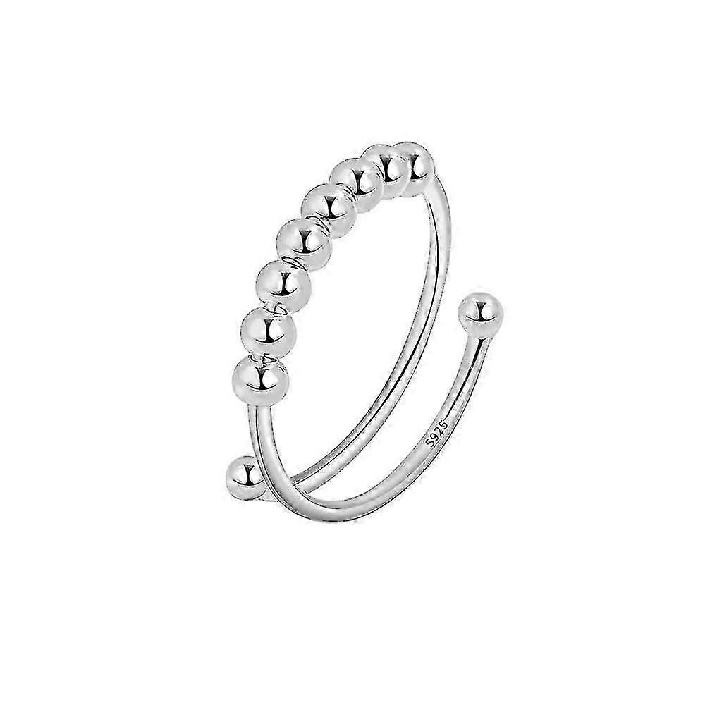 Anti Anxiety Ring Relieve Stress Ring Adjustable Silver Ring For Women