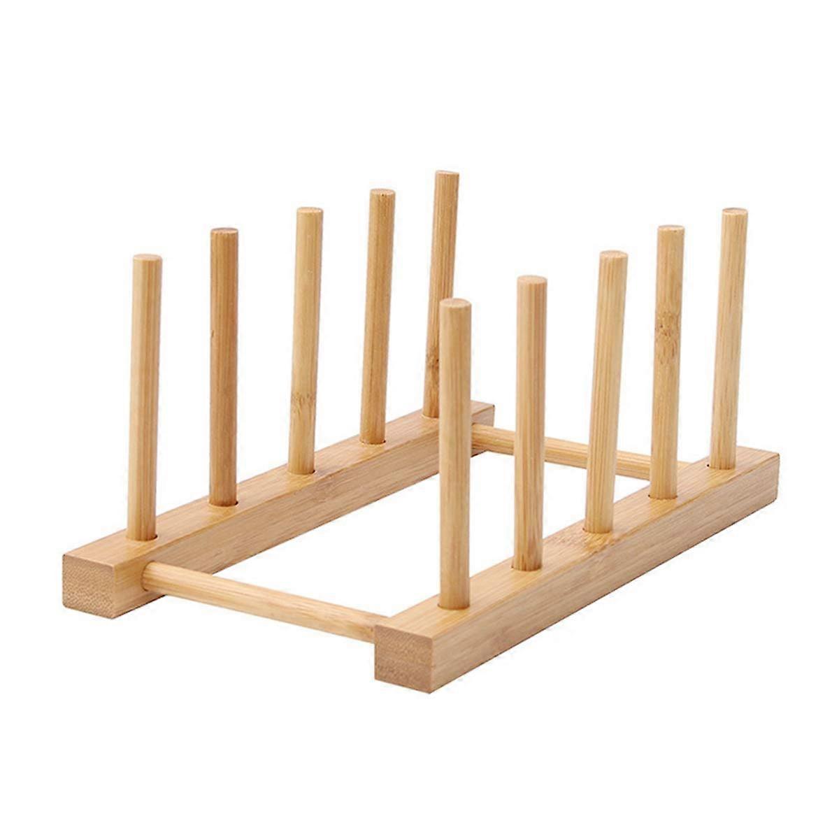 Bamboo Dish Rack Organizer for Kitchen Cabinets, Pot Lid and Plate Holder, Cutting Board and Bottle Drying Rack, 4G