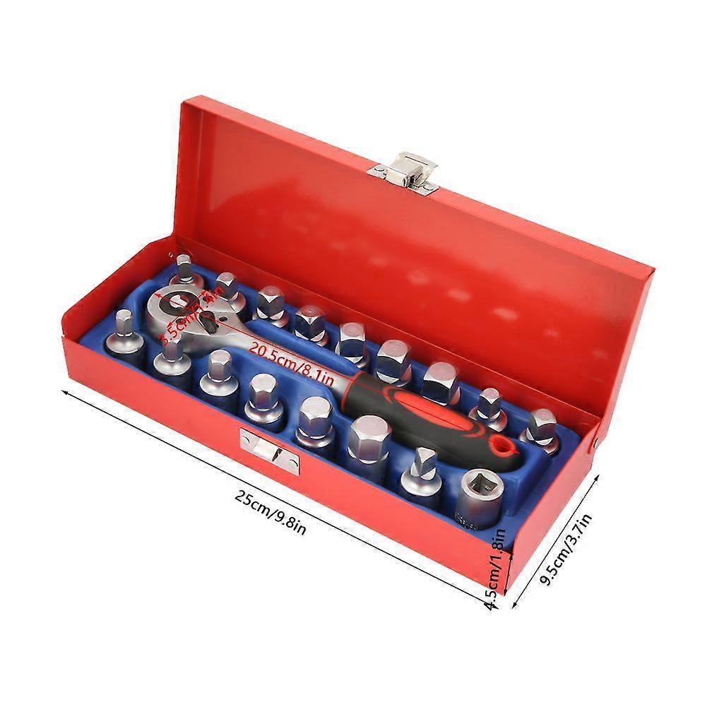 18pcs 3/8in Chrome Vanadium Steel Ratchet Socket Wrench Set