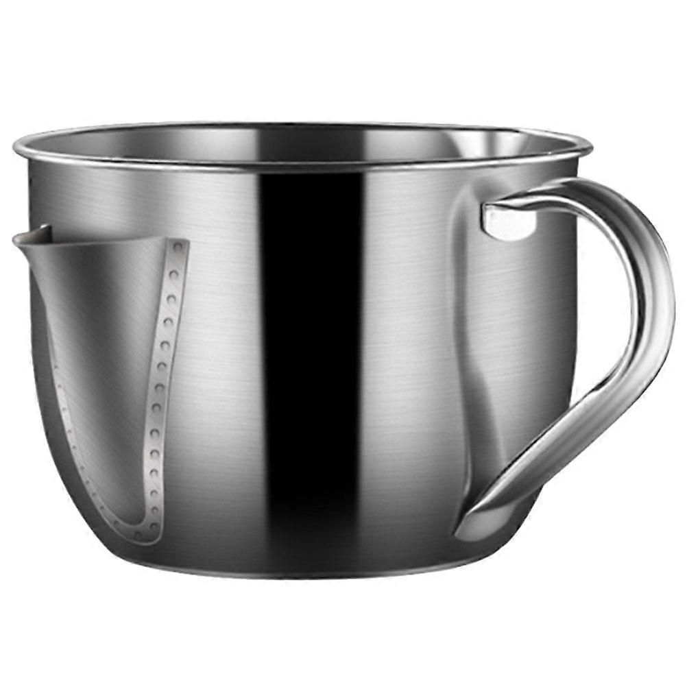 Stainless Steel Multi Purpose Soup Pot Oil Filter with Comfortable Grip, Grease Container for and Storage, Unique Arc Spout Design for Efficient
