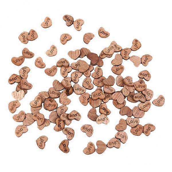 4x 100pcs 自然木製ハートスクラップブッキング装飾工芸品 12x2mm