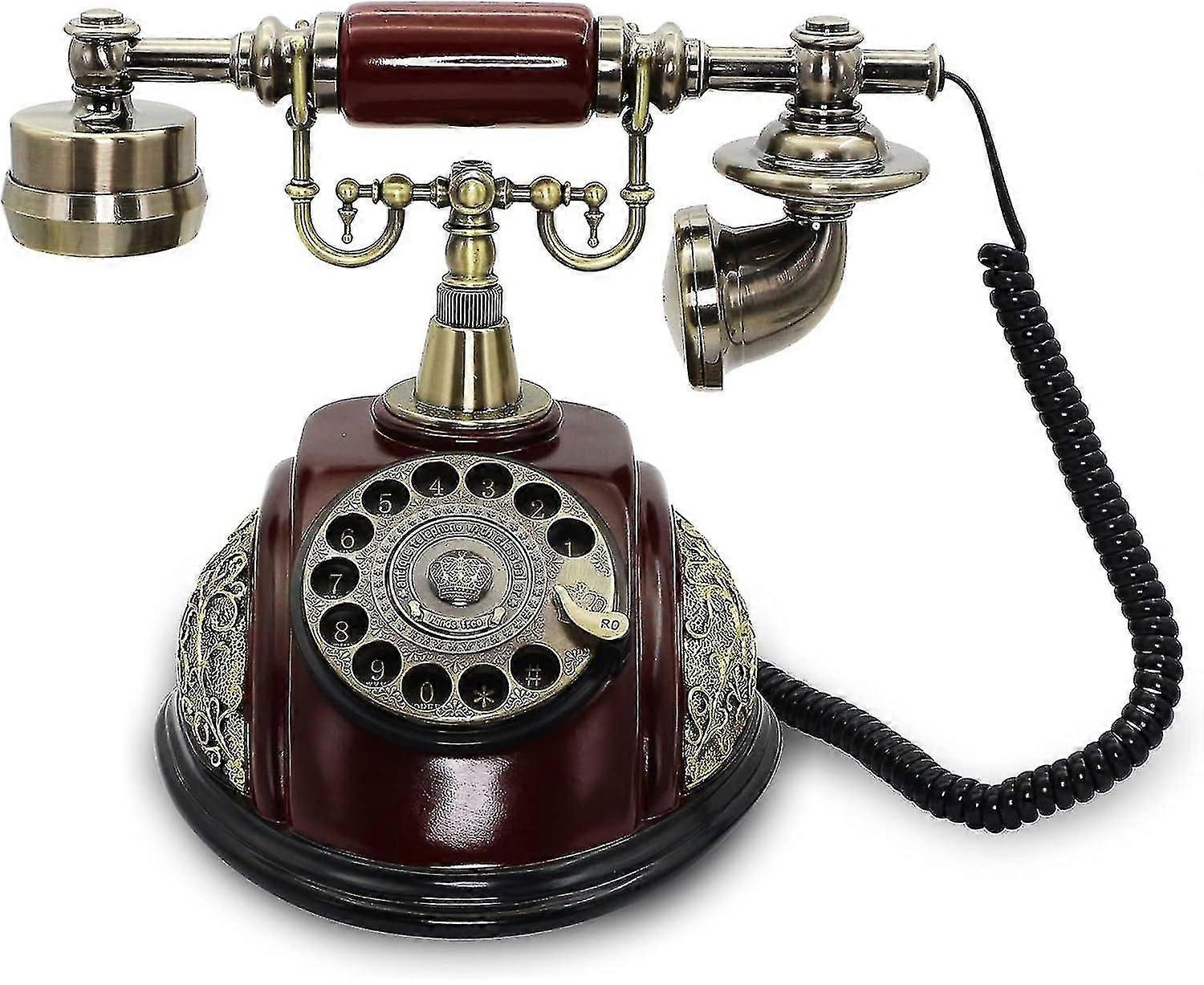 Retro Landline Telephone With Dial, Antique Telephone With Dial, Imitation Resin Landline Telephone