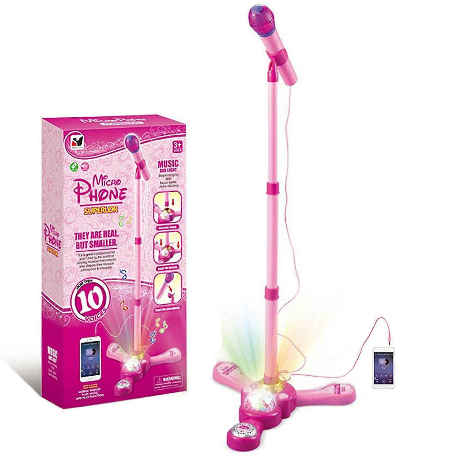 Kids Karaoke Machine with Stand,Karaoke Machine Kid,Kids Microphone with Flashing Stage Lights Adjustable Stand Gift for Age 3 Years Old