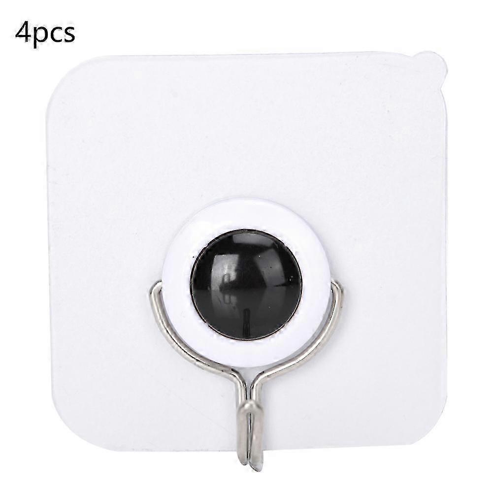 4Pcs Adhesive Wall Hooks for Kitchen Bathroom Keys Jackets (Round)