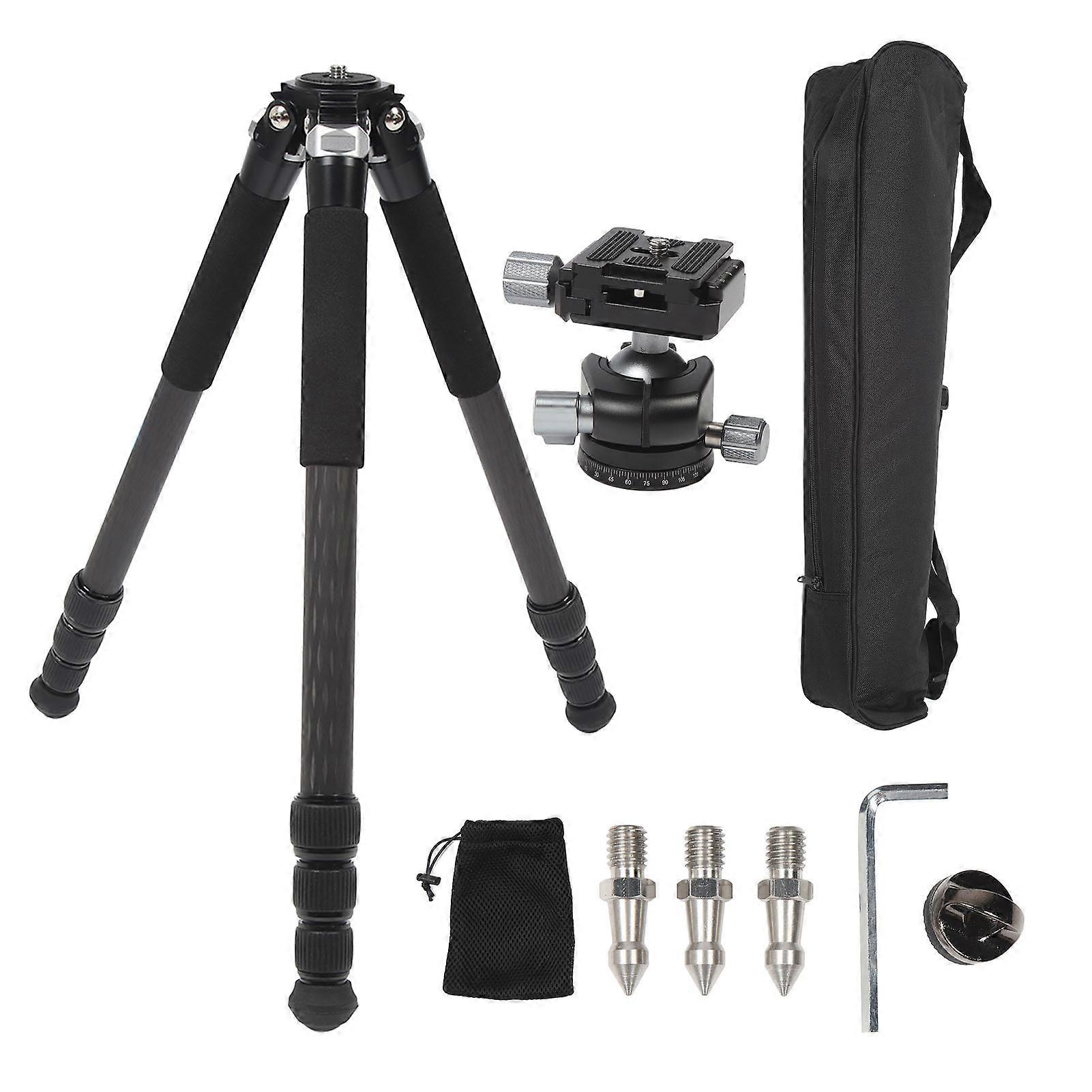 Compact Carbon Fiber Camera Tripod with Adjustable Angles and Universal Fit Plate