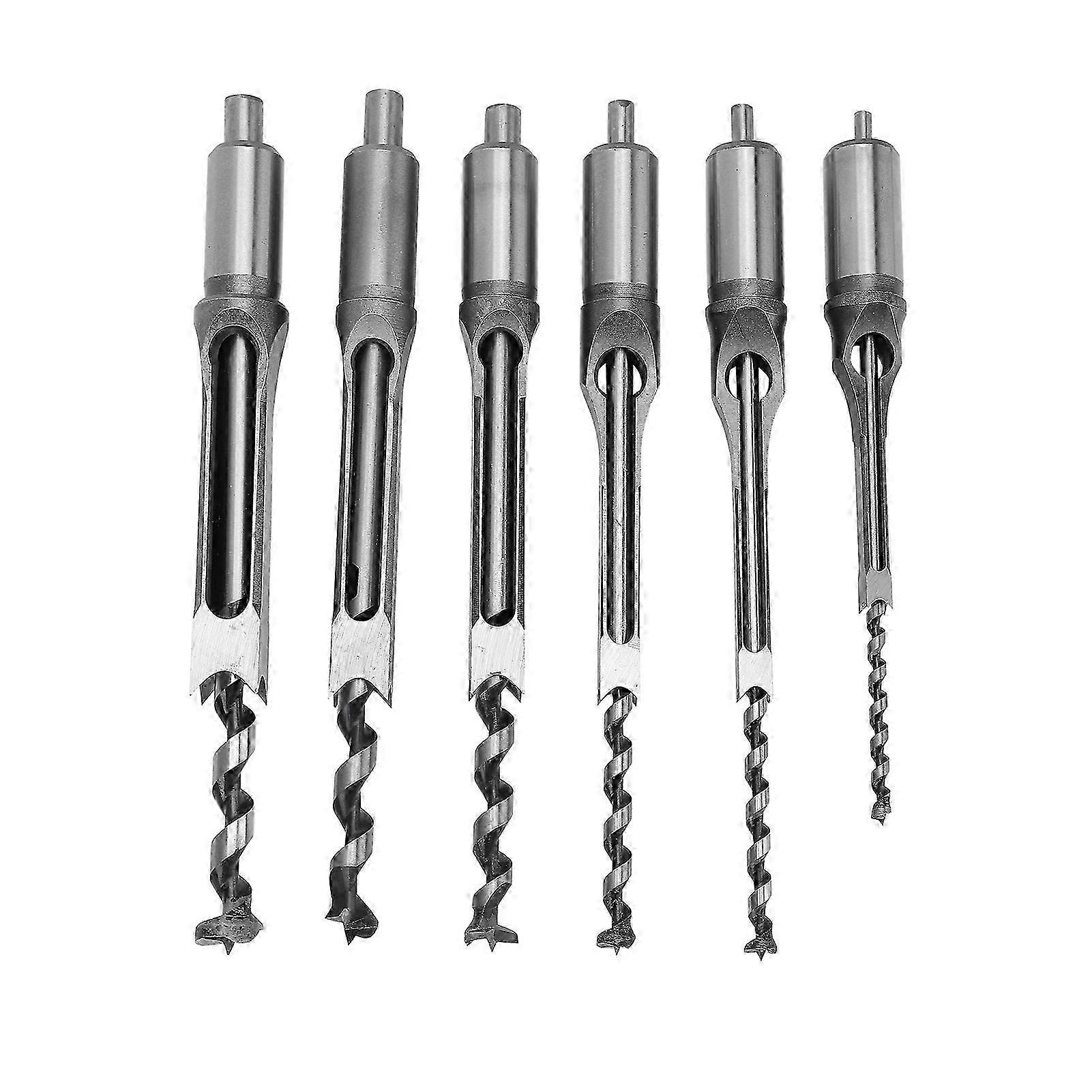 2025 6Pcs SquaRe hole Saw Auger Drill Bit Mortising Chisel Woodworking Tool