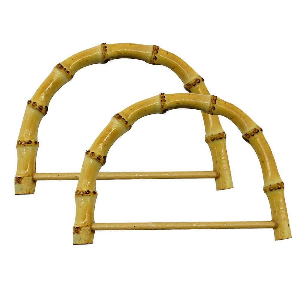2pcs Handmade Bamboo D Type Bag Handles for Handbags – Stylish Beige DIY Accessories for Craft Projects & Replacement Handles