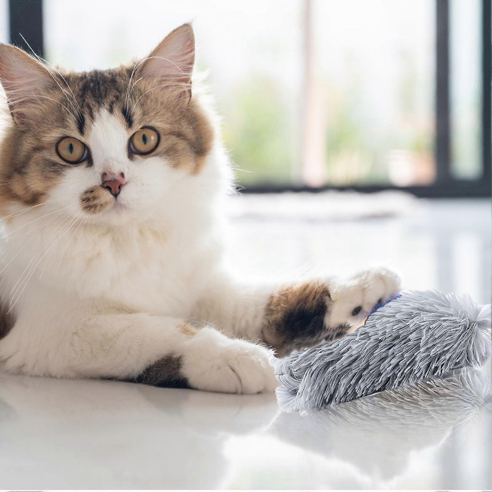 Long Plush Cat Pillow Soft Fluffy Pet Toy Bite Resistant Kitten Catnip Calming Toy for Indoor Interactive Activities 