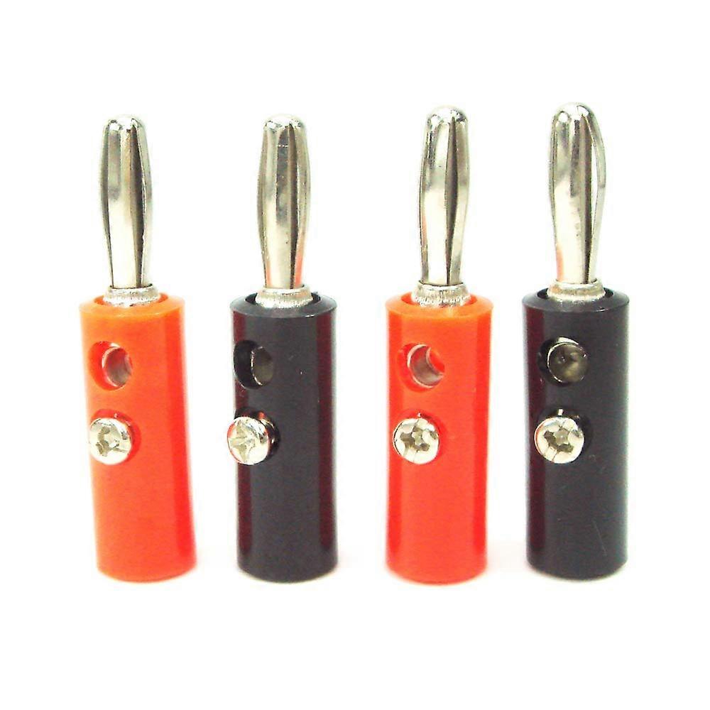 Black & Red Banana Wire Speaker Connector Cable Adapter 4mm, 2 Pair Lot, Compatible with Audio Systems
