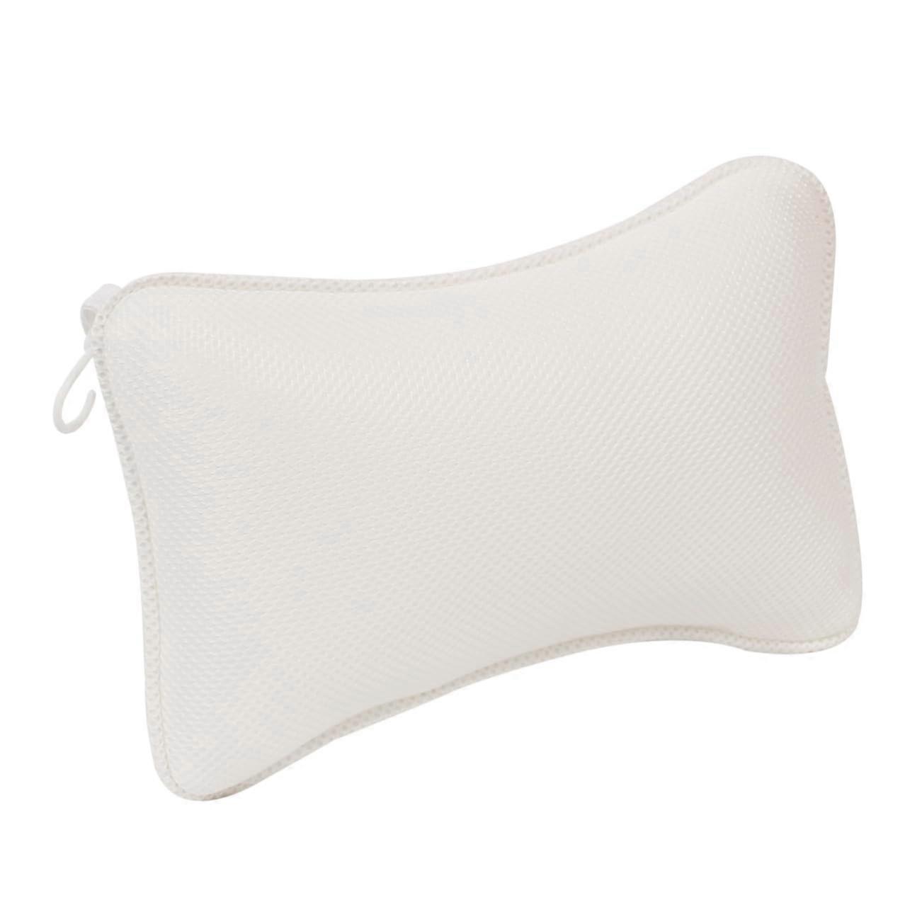 1pc NonSlip Bathtub Pillow with Suction Cups for Neck and Back Support White