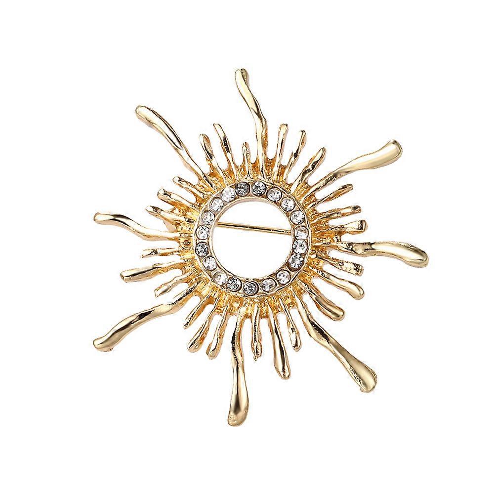 Stylish Retro Golden Brooch for Decorative Corsage Clothing Accessory Made of Durable Alloy