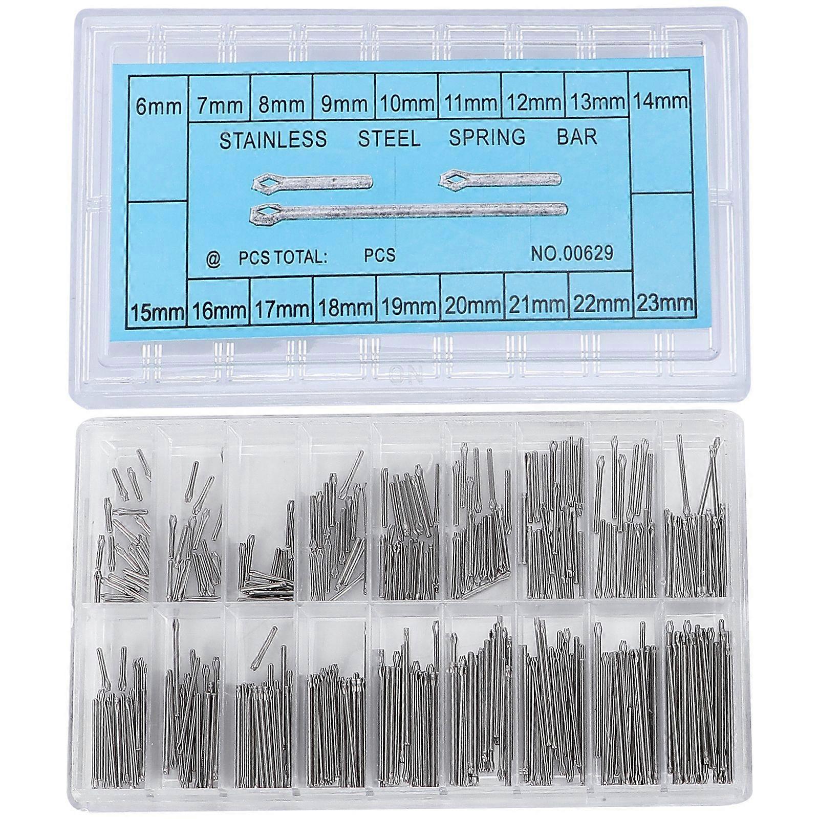 Hemobllo 360pcs Stainless Steel Spring Bar Tools Watch Band Link Cotter Spring Bars Tools in 18 Different Sizes - 6mm-23mm (Silver)