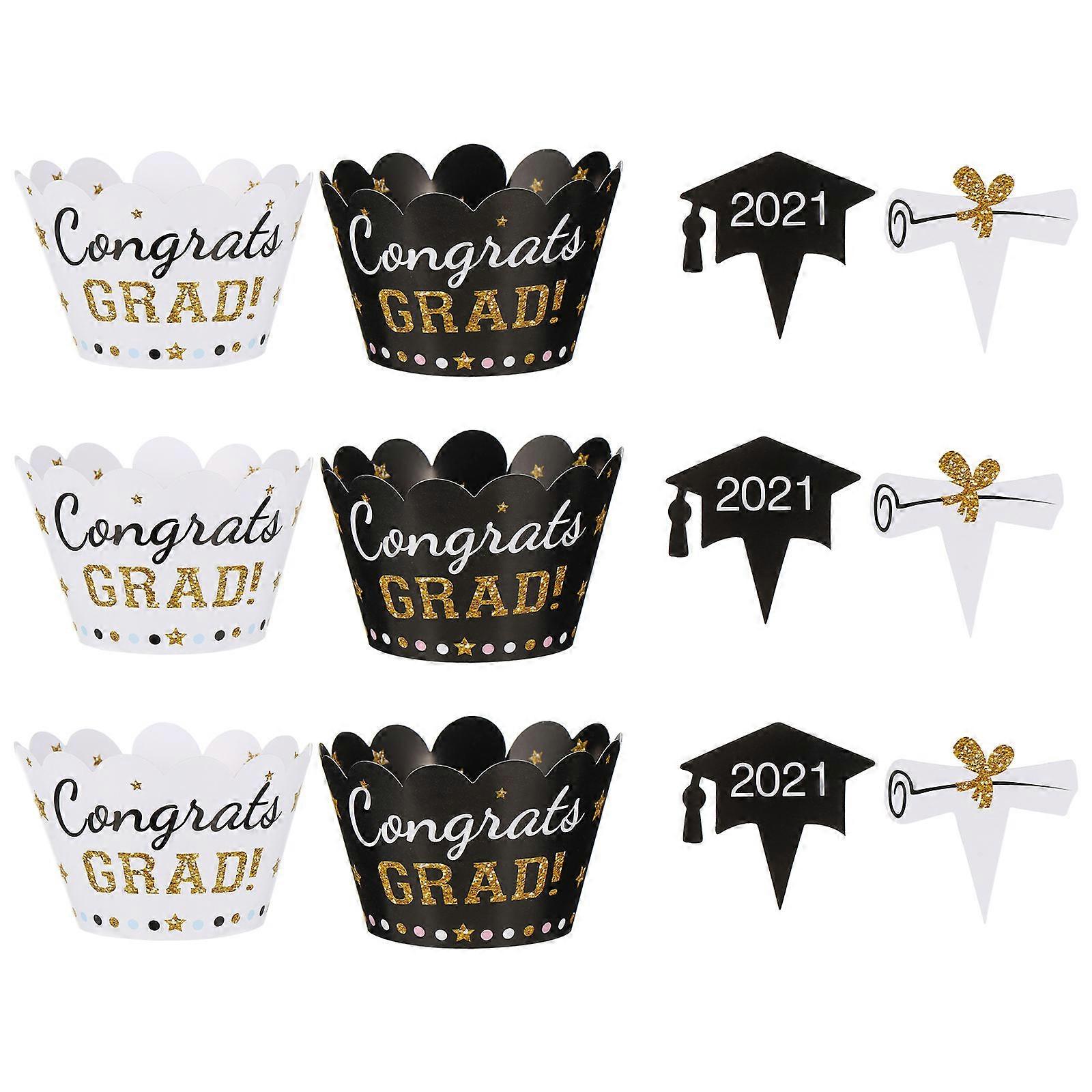 Kindergarten Graduation Cake Topper Picks Paper Decorative Item 22x5cm Party Style 3 Sets