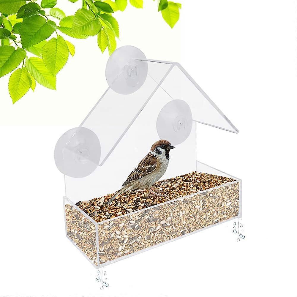 Window Bird House, Acrylic Feeding House with 3 Suction Cups