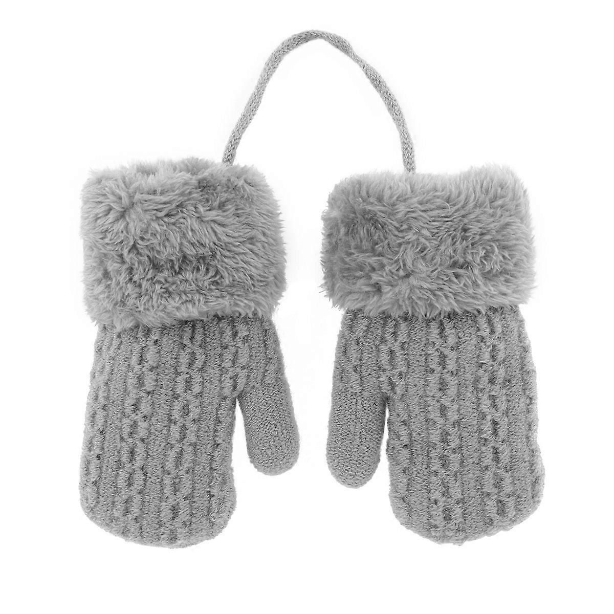 Knit Mittens Childrens Gloves Winter Cold Weather Warmth Woolen Plush 1 Pair