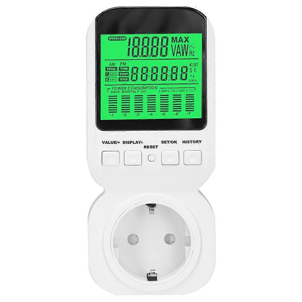 White Large Digital Display Power Measure Meter Smart Socket Outlet US Plug 110V/1800W