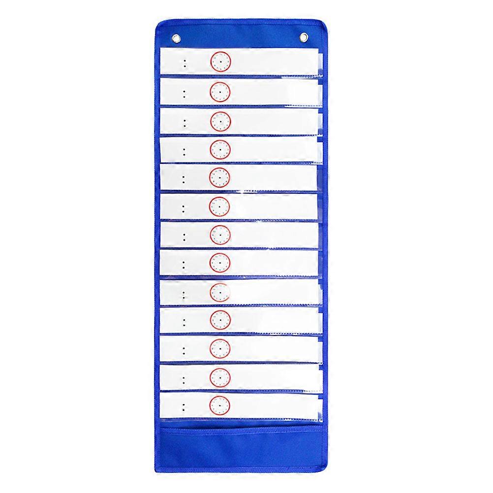 Classroom Schedule Pocket Chart Kids Visual Schedule 90X33X5CM Blue Rectangular 1Pack