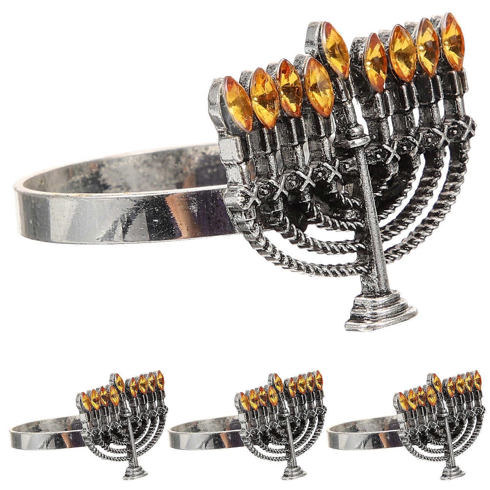Table Decorations Metal Napkin Rings Banquet Dinner Hanukkah Shape Silver 4Pcs