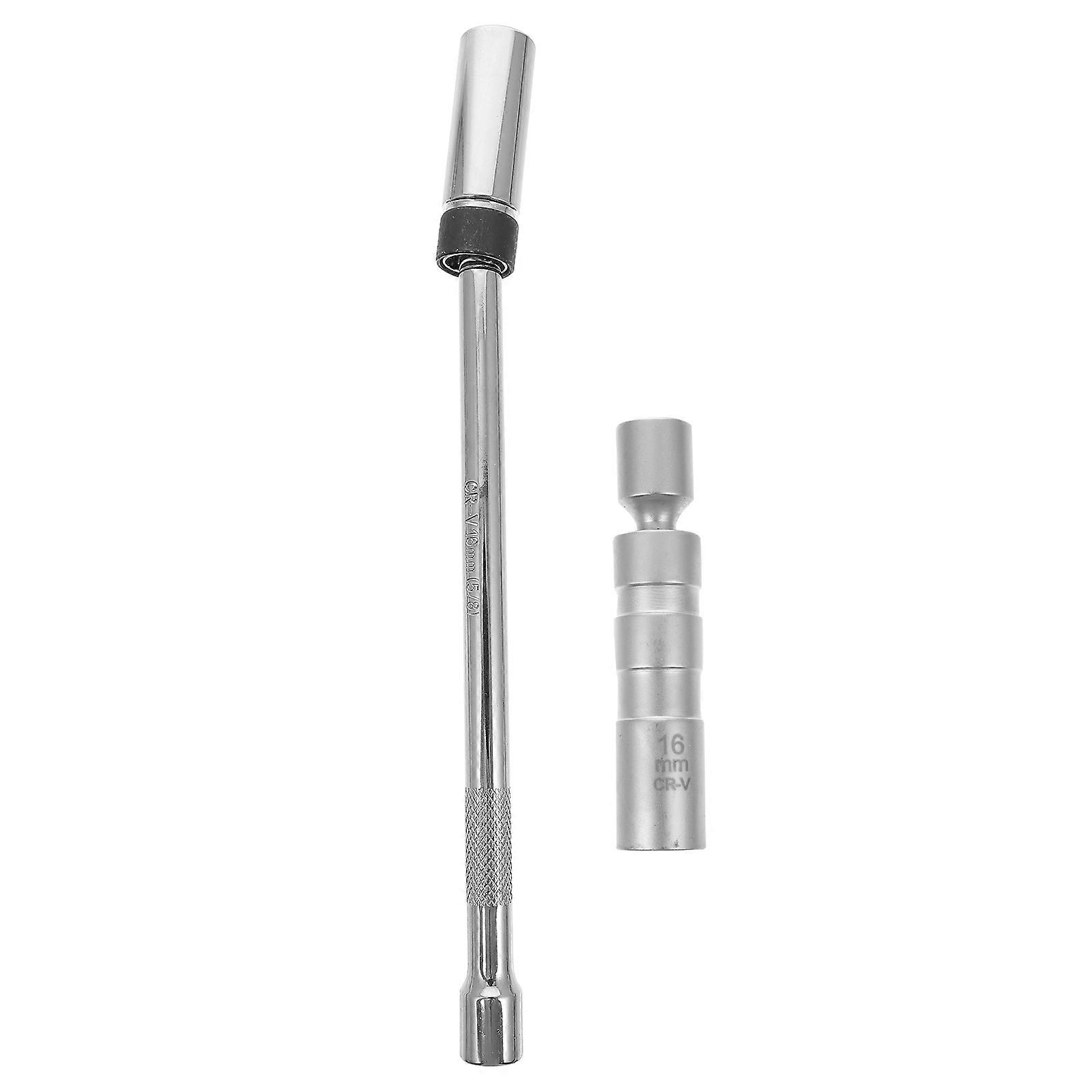 Spark Plug Socket Wrench with Magnetic Core for Car Use Made of Steel Silver Color 360° Swivel Design