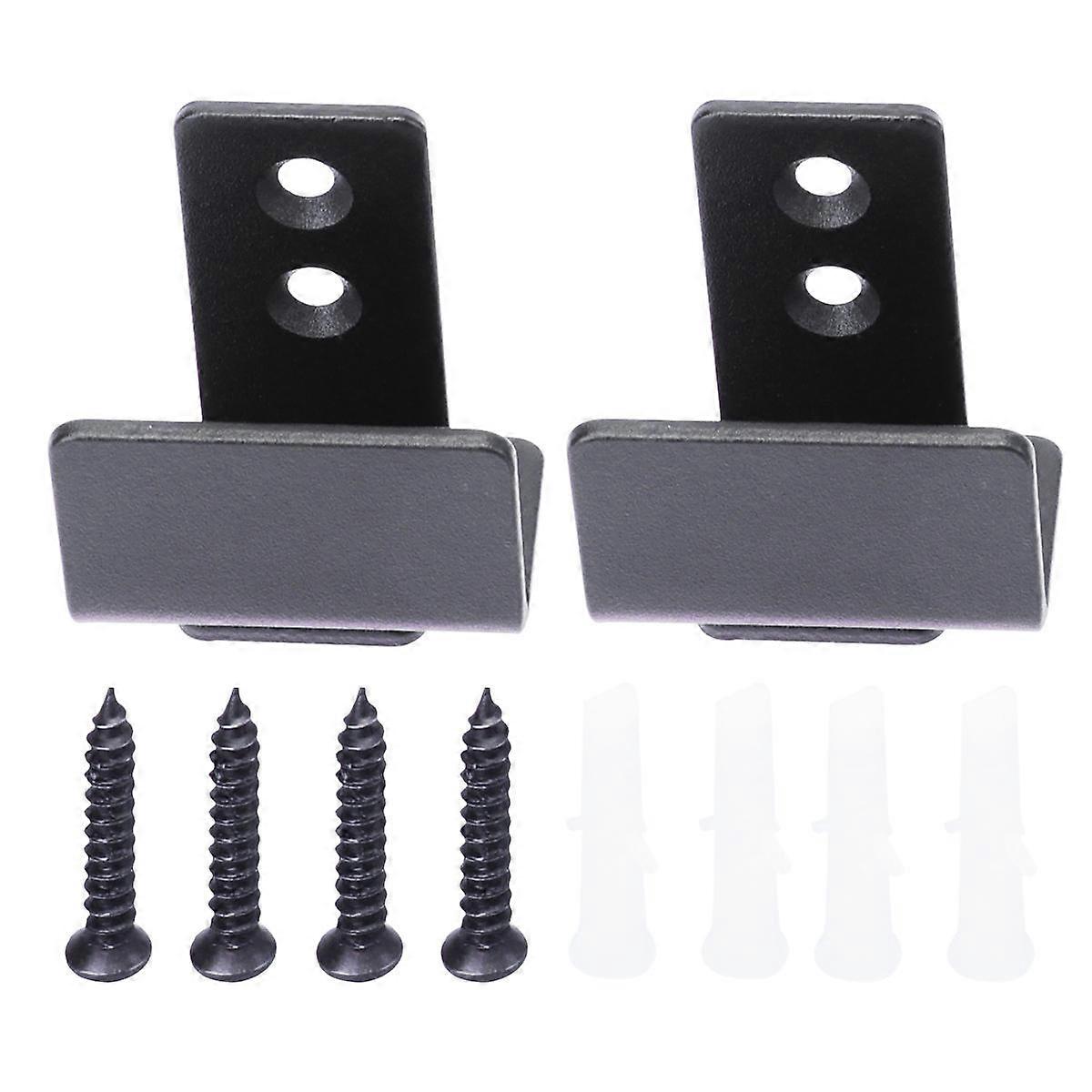 Carbon Steel Barn Door Limiter Pulley Stop with Adjustable Floor Guide – Black Sliding Door Hardware for Garage, Shed & Barn Installation