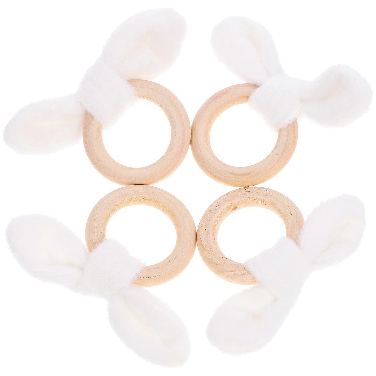 Elegant Bunny Ear Napkin Buckle Plush Material For Home Use And Parties 4Pcs