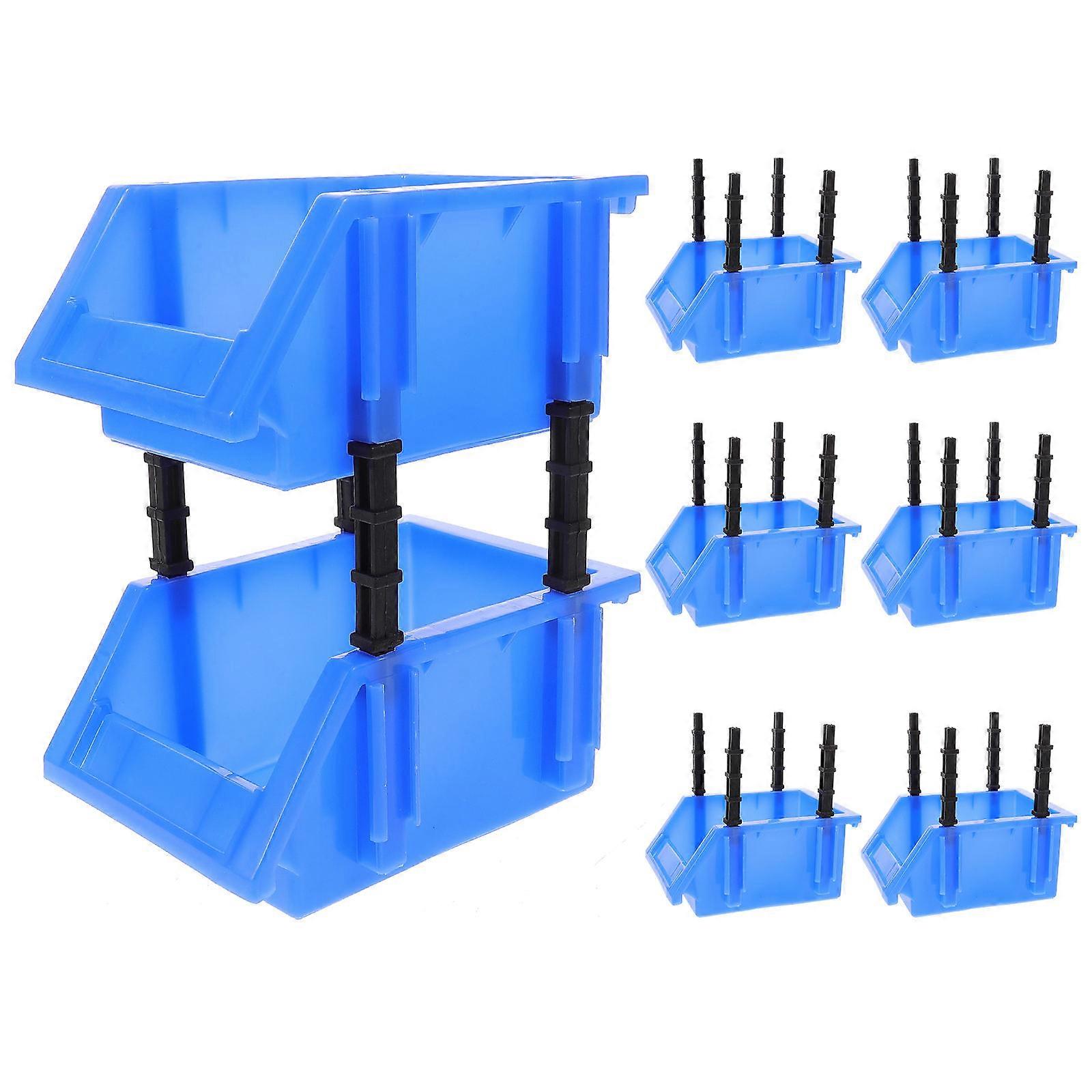 Stackable Parts Bins Small Part Organizer Hardware Bins Storage Cases Blue 5.89X4.32X2.75in Organization 8Pcs