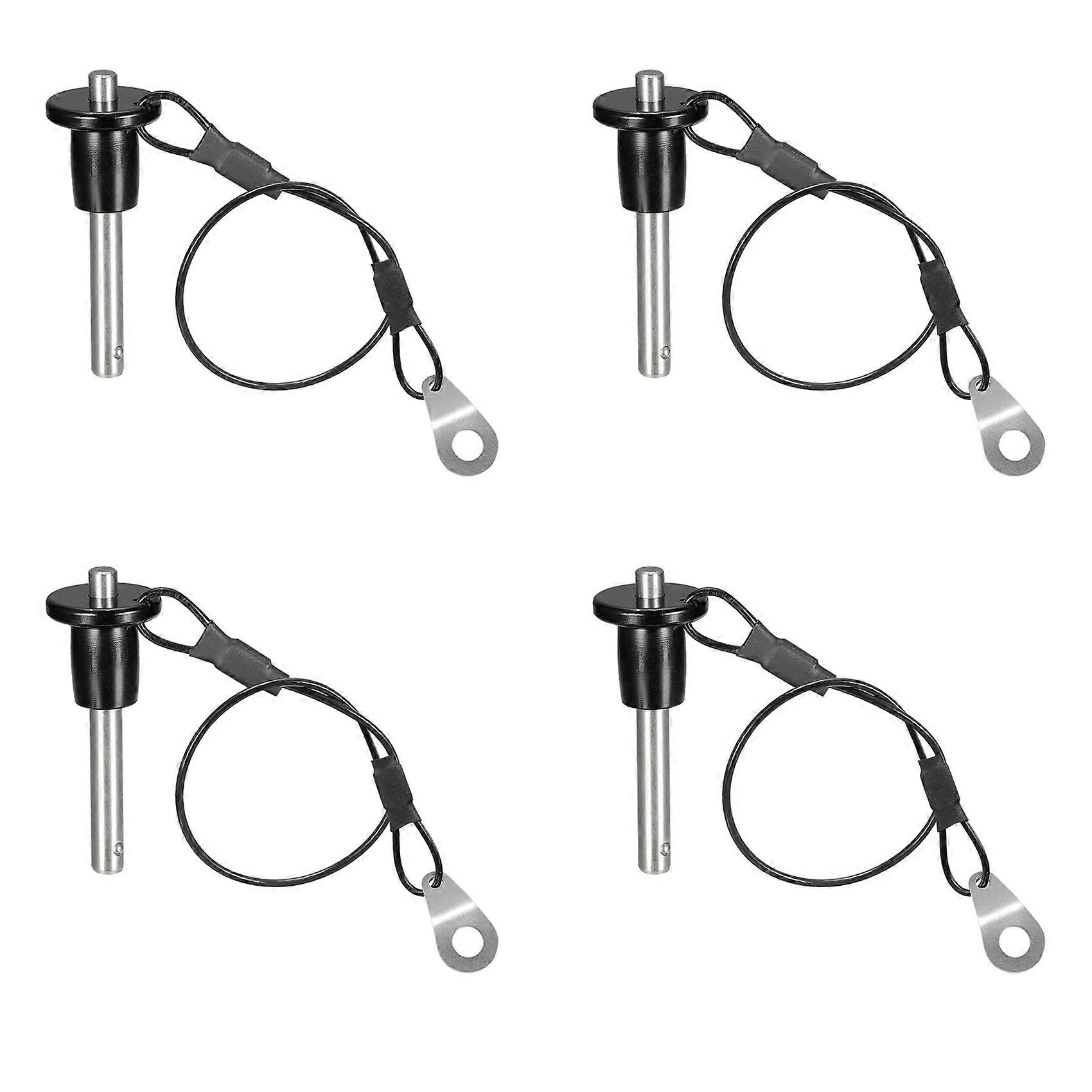 4X Stainless Steel Quick Release Pin 6mm Diameter Ball Locking Pin with Push Button Lanyard Cable Us