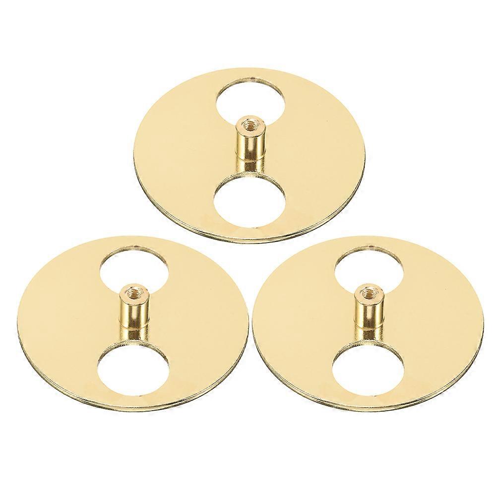 Music Box Replacement Winding Key Turntable Toy Hardware Accessories Round Metal Golden Precision Turntable Base 3Pcs
