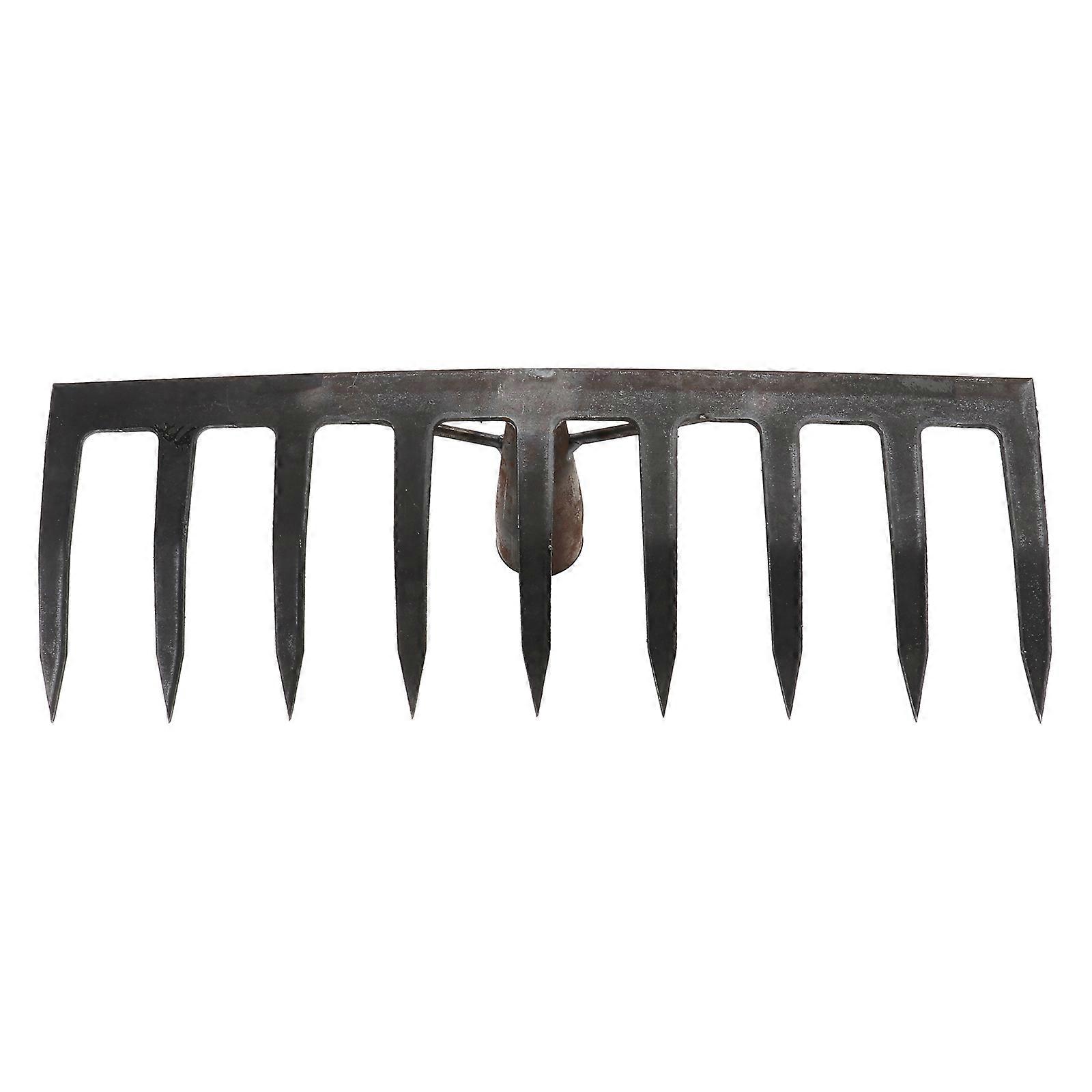 Steel Gardening Rake for Efficient Soil Loosening and Leaf Gathering Dark Grey 1 Pc