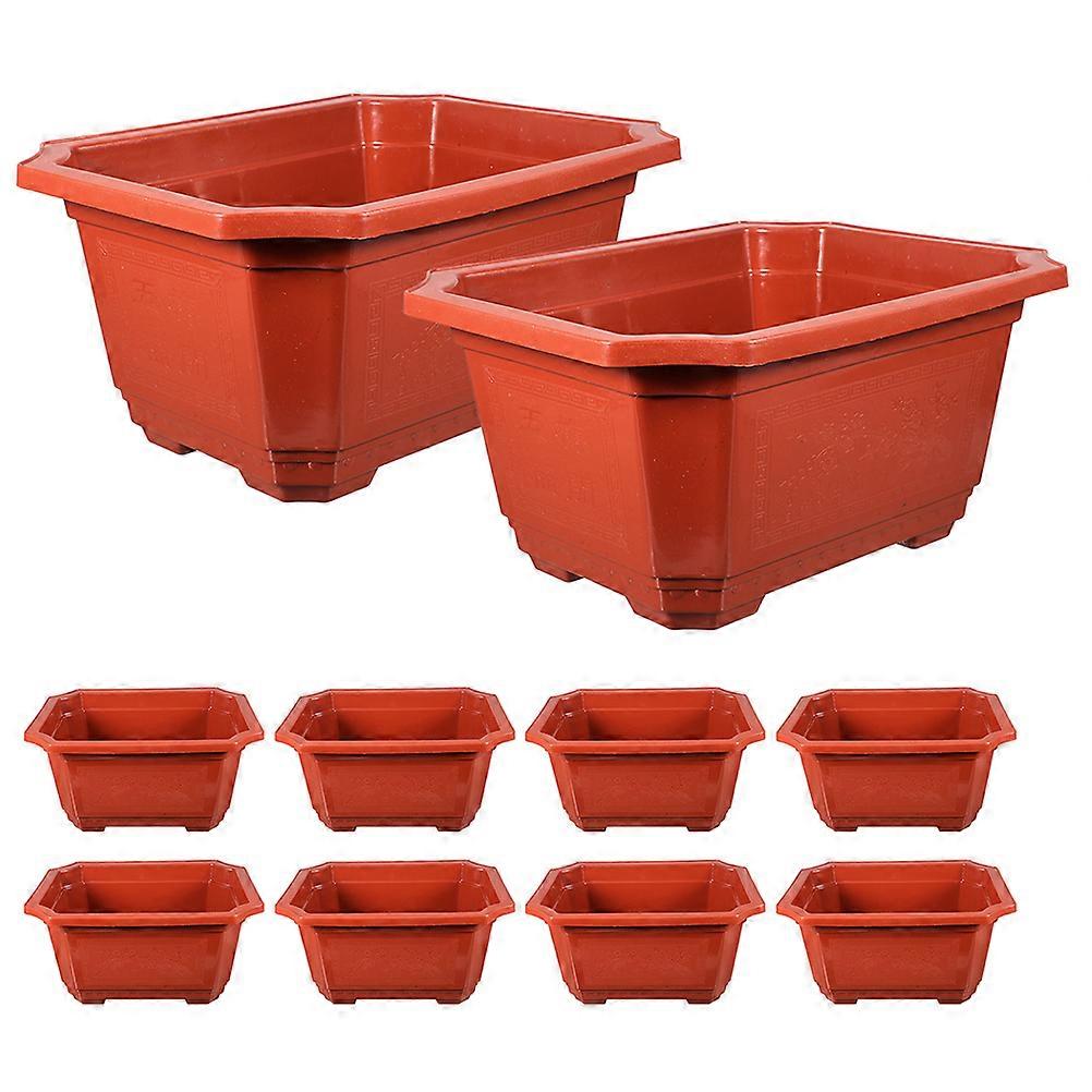 Plastic Bonsai Pots Rectangular Planter Balcony 30.00X21.00X12.00CM Permeable 10Pack