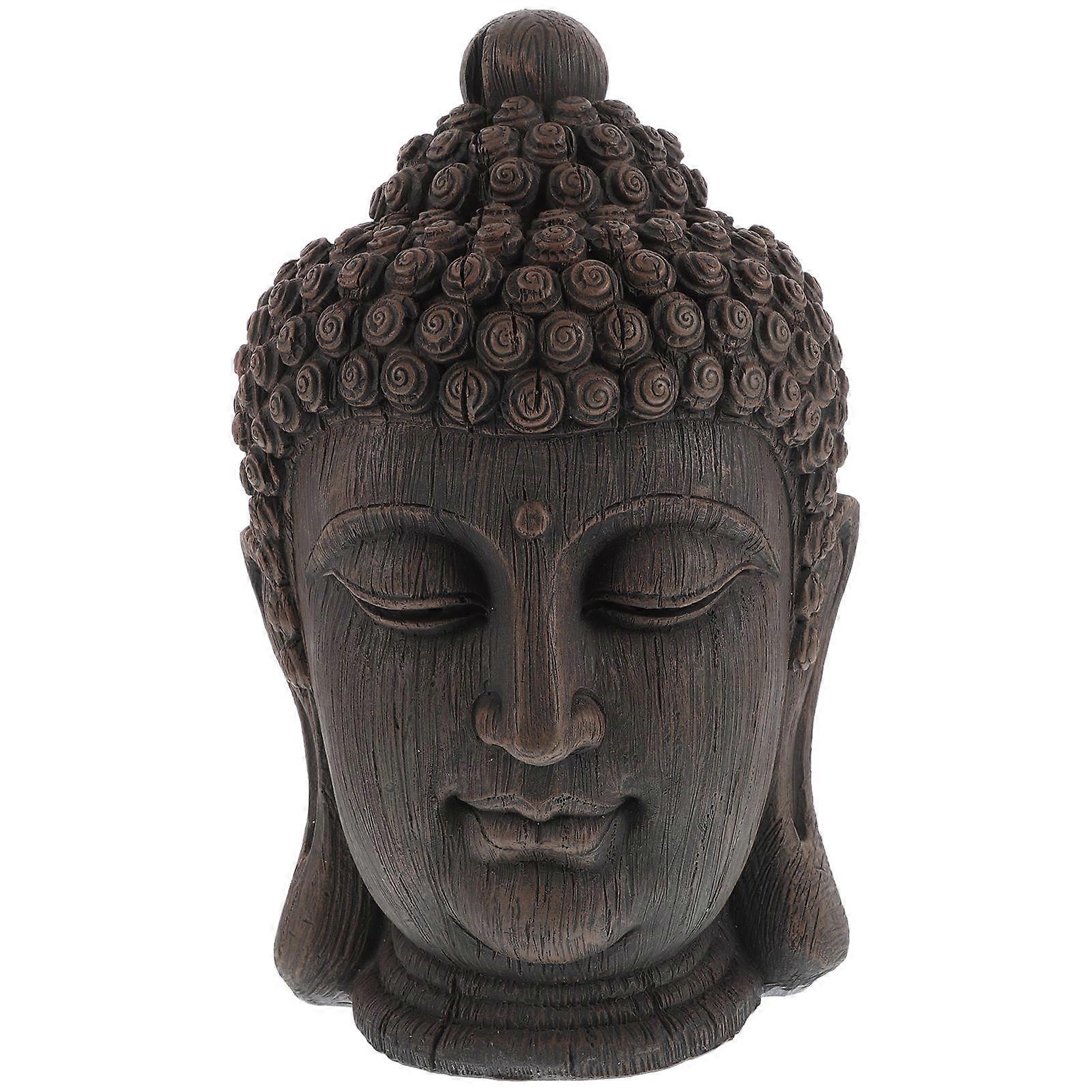Asian Indoor Garden Resin Buddha Statue Oval Shape Zen Style Home Decoration 1Set